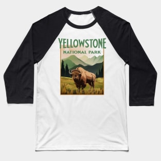 Bison Yellowstone National Park US National Parks Baseball T-Shirt